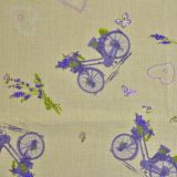 Bavlnené plátno.Bicykle  s levanduľou.
